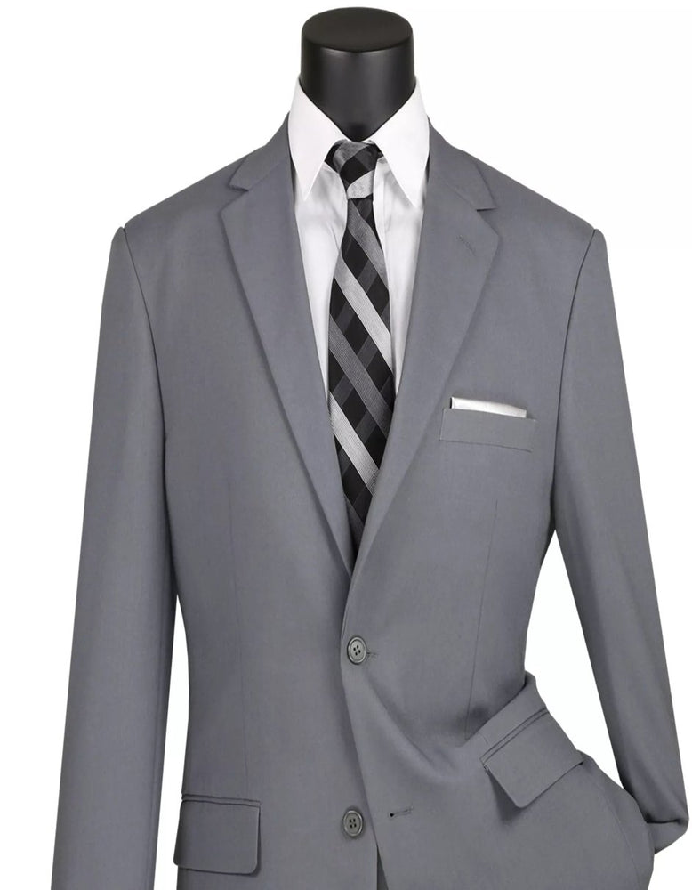 Mens Big and Tall Gray Two Button Classic Fit Polyester Suit