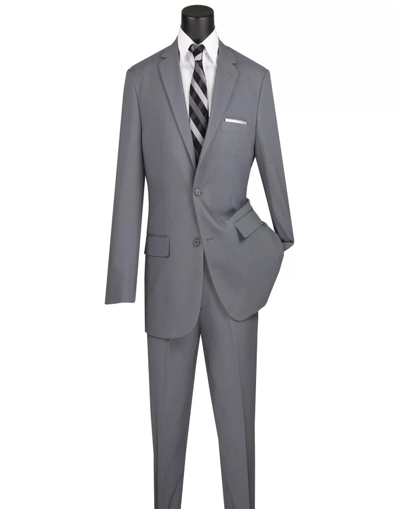 Mens Big and Tall Gray Two Button Classic Fit Polyester Suit