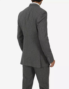 Mens Three Piece Two Button Gray Gangster Suit