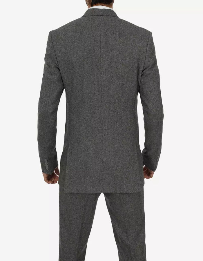 Mens Three Piece Two Button Gray Gangster Suit