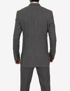 Mens Three Piece Two Button Gray Gangster Suit