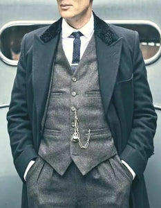 Mens Three Piece Two Button Gray Gangster Suit