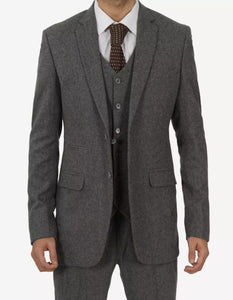 Mens Three Piece Two Button Gray Gangster Suit