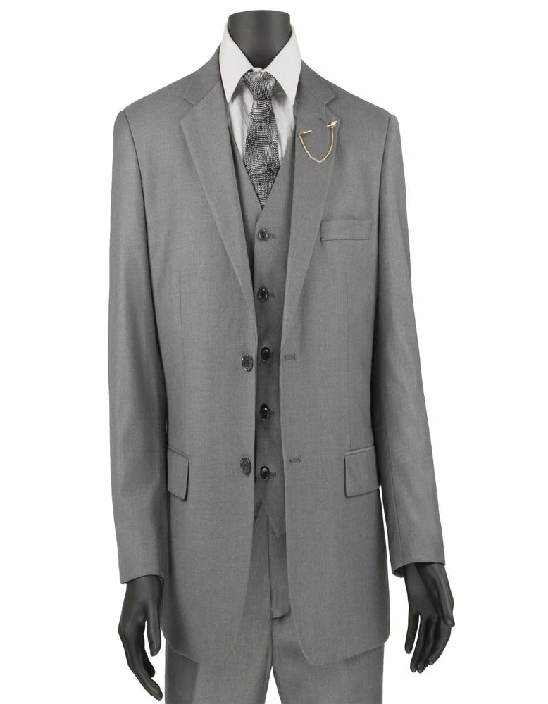 Mens Big and Tall Gray Three Piece Two Button Classic Fit Suit