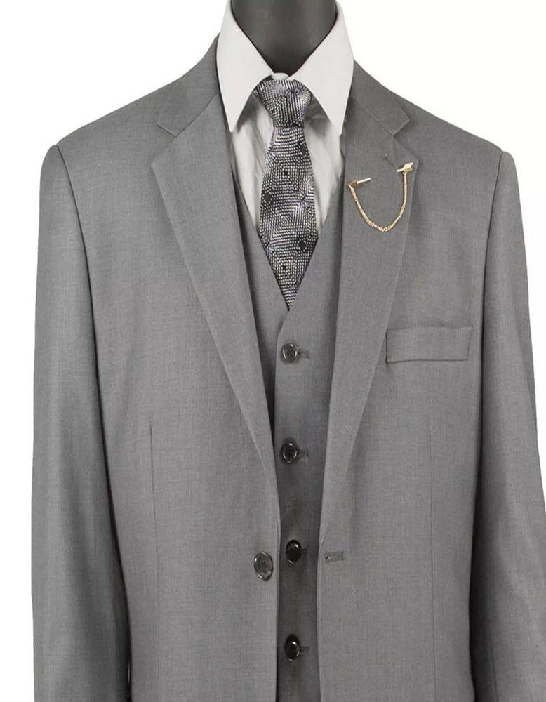 Mens Big and Tall Gray Three Piece Two Button Classic Fit Suit