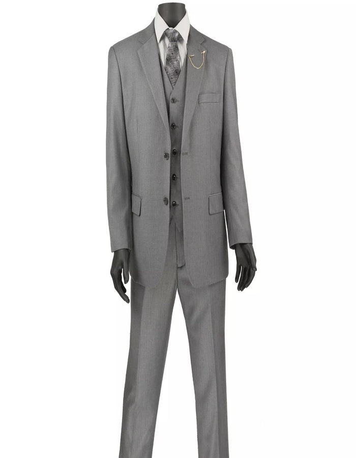 Mens Big and Tall Gray Three Piece Two Button Classic Fit Suit