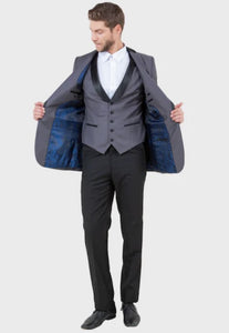 Big and Tall Tuxedo - Grey 3 Piece Vested Shawl Lapel Tuxedo