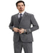 Tweed Suit 1920s Vintage Looking Fabric Vested Suit - Grey Tweed Herringbone Fabric - Men's Tuxedo USA