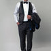 White Paisley Tuxedo Suit w/ Black Satin Shawl Collar by Tazio - Men's Tuxedo USA