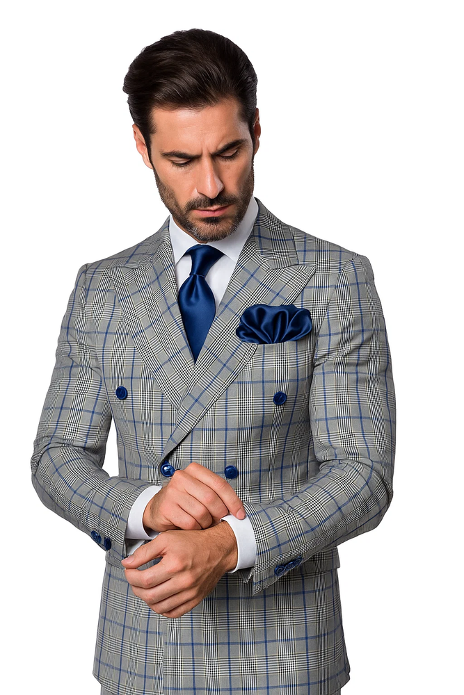  Grey with Blue Plaid by Rossiman