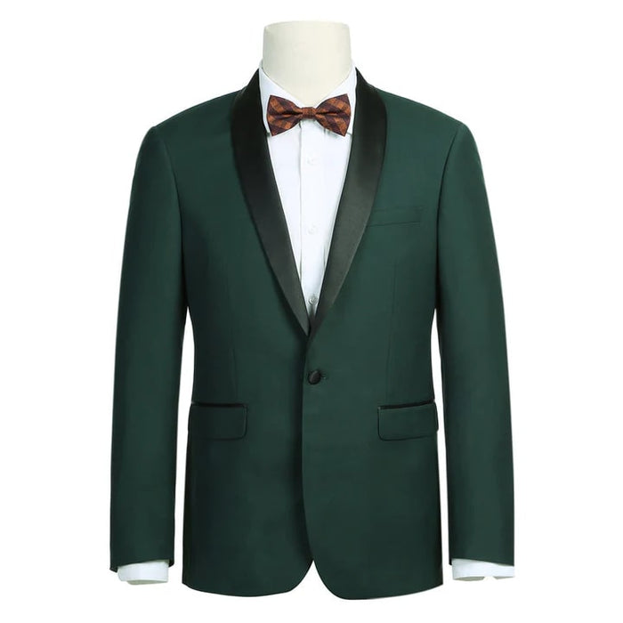 Hunter Green Prom Tuxedo Suit - Hunter Green Wedding Suit - Mens Traditional Slim Fit Shawl Collar Tuxedo In Hunter Green