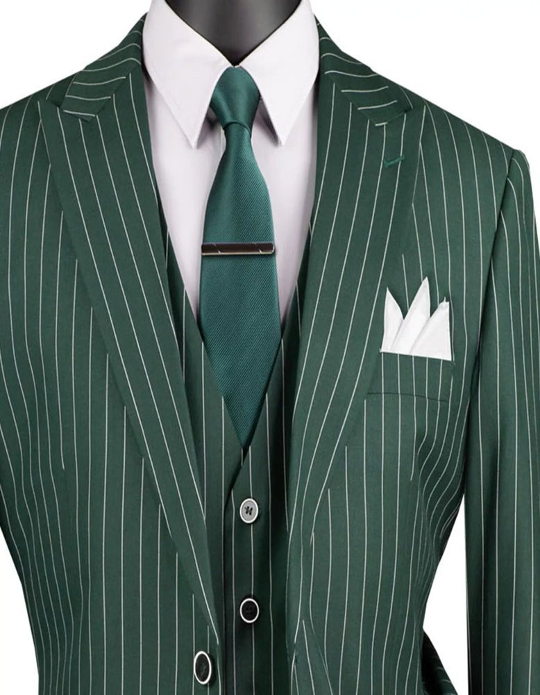 Mens Big and Tall Hunter Green Gangster Three Piece Classic Fit Suit