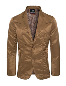 Men's Western Camel Blazer Slim Fit Shiny Finish Sport Coat for Weddings, Parties & Formal Events