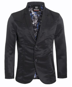 Men's Western Black Blazer Slim Fit Shiny Finish Sport Coat for Weddings, Prom & Formal Events