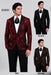 Men's red, black and brown ornate sequin blazers