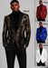 Men's black, red, blue and white patterned sequin blazers