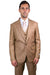"Taupe Sharkskin Stacy Adams Men's 1-Button Suit with Peak Lapel"