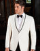 Mens Designer Charles Shawl Dinner Jacket in Ivory with Black Trim - Men's Tuxedo USA