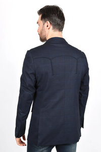 Mens Navy Platini Western Blazer – Stylish Frontier Sport Coat