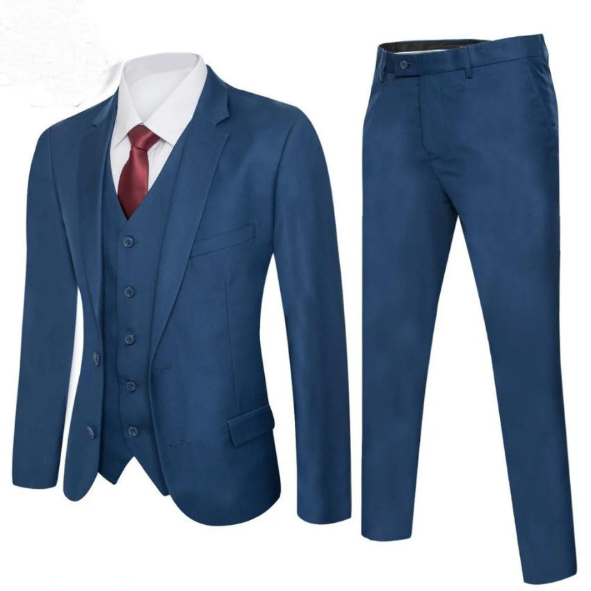 Mens Indigo Solid Suit Slim Fit Notch Label Suit