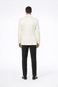 Men’s Ivory Paisley Shawl Lapel Tuxedo Jacket – Premium Wedding & Prom Outfit