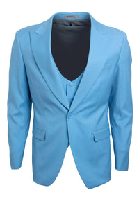 Men's Stacy Adams Sky Blue Peak Lapel 1-Button Vested Suit