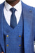 Men's Stacy Adam's One Button Vested Peak Lapel Business Suit in Navy Blue Plaid