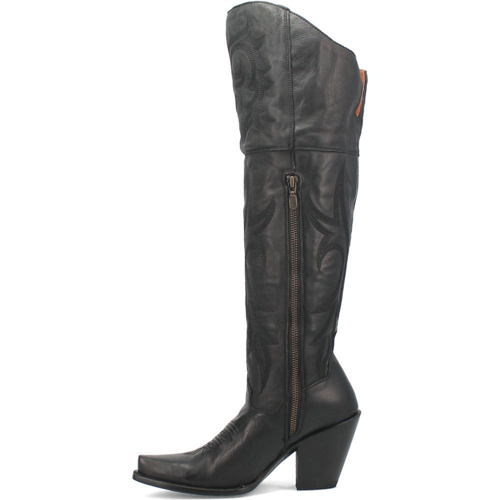 Dan Post Womens Jilted Black 20 Snip Toe Over-the-Knee Zipper Boot