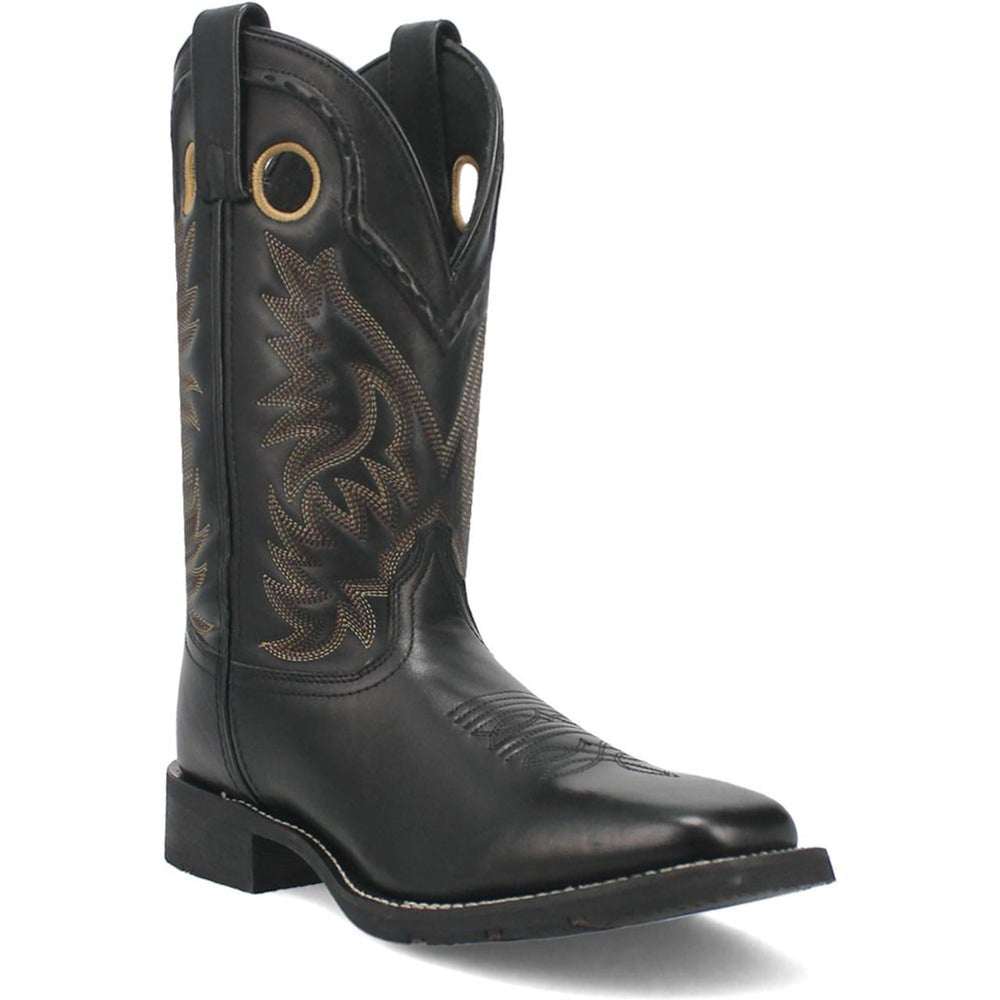 Laredo Kane Black Leather Broad Square Toe Boots for Men