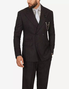 Men Kirby Black Pinstripe Double Breasted Two Piece Suit