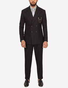 Men Kirby Black Pinstripe Double Breasted Two Piece Suit
