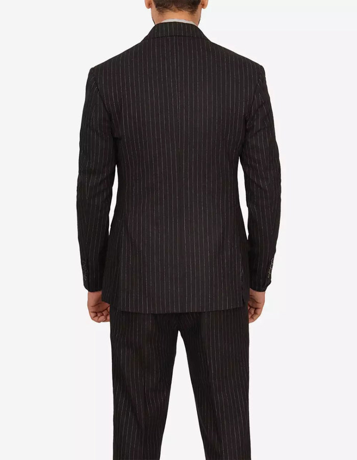 Men Kirby Black Pinstripe Double Breasted Two Piece Suit