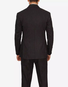 Men Kirby Black Pinstripe Double Breasted Two Piece Suit