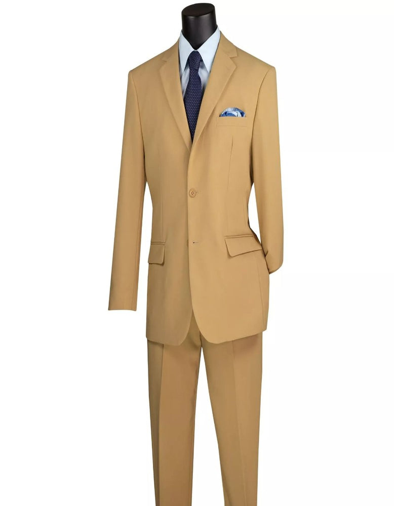 Mens Big and Tall Khaki Two Button Classic Fit Poplin Polyester Suit