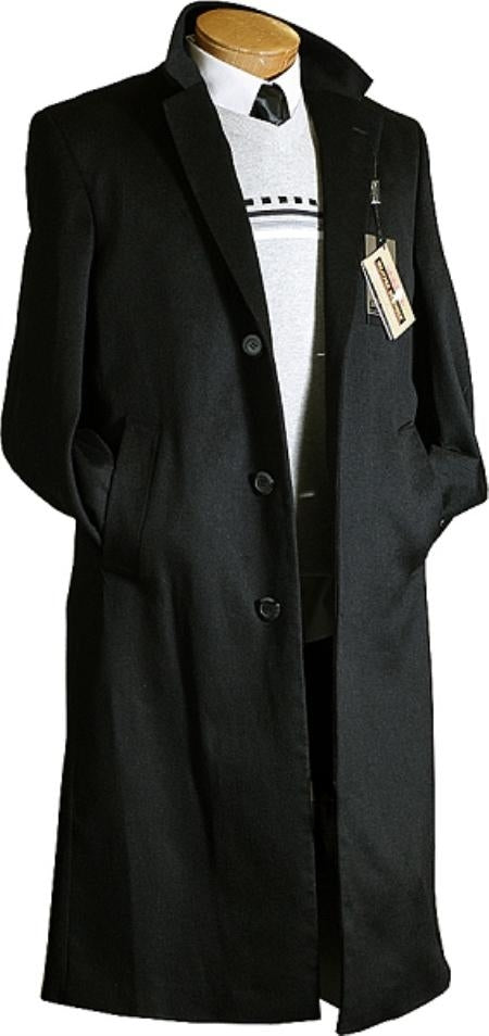 Mens Topcoat Mens Overcoat Men's Dress Coat Long Wool Winter Dress Knee Length Coat Men's Black Long Style Wool / Overcoat