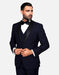 Statement Men's Navy with Black Lapel Vested 100% Wool Tuxedo - Men's Tuxedo USA