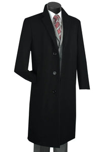 Men's Black Wool & Cashmere Overcoat – Classic Full Length Topcoat