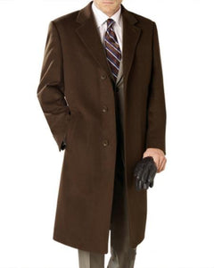 Men's Dress Coat Long Wool Winter Dress Knee Length Men's Overcoat Coat Reg: $1495 Luxurious High-Quality 10% Cashmere Premium Top Coat Brown