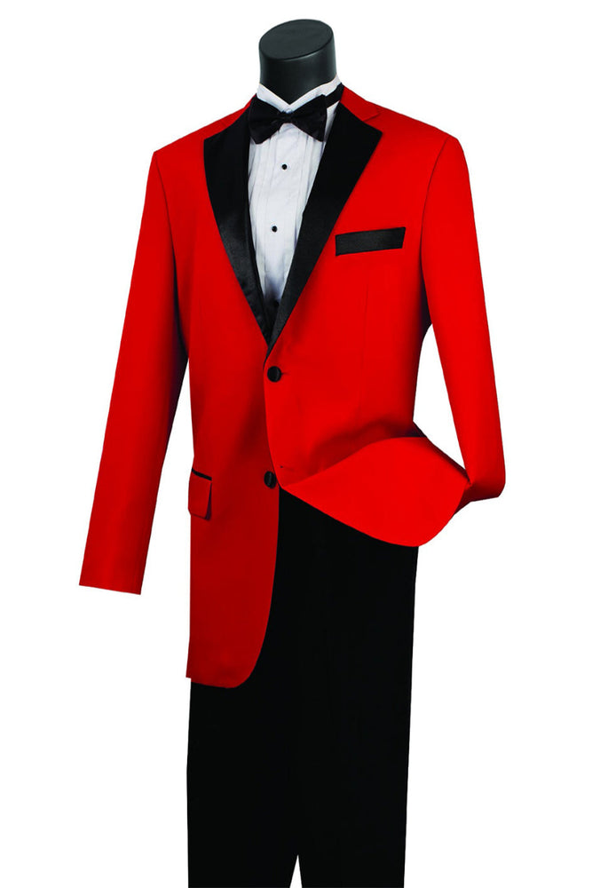 Mens Classic 2 Button Notch Lapel Red Tuxedo