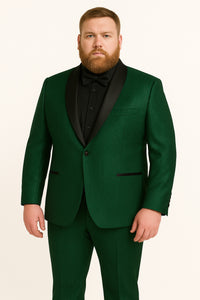 Men's Emerald Green Shiny Tuxedo with Black Satin Lapel and Matching Bow Tie – Ultra Slim Fit