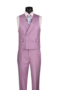 Lavender Modern Fit 3-Piece Suit with Lapel Vest & Adjustable Pants