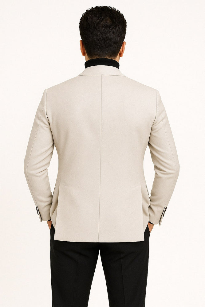 Mens Light Beige Casual Blazer with Slim Fit and Notch Lapel