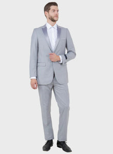 Big and Tall Tuxedo - Slim Fit Light Grey 1 Button Peak Lapel Tuxedo