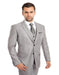 Light Grey Suit - Silver Gray Suit For Wedding - Men's Two Button Vested Textured Sharkskin Light Grey Business Suit - Men's Tuxedo USA