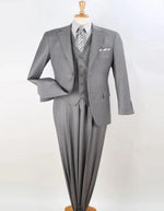 Light Grey Suit - Silver Gray Suit For Wedding - Mens Two Button Classic Fit Light Grey Vested Suit - Men's Tuxedo USA