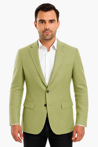 Tailoring Men's Mint Green Linen Two Button Blazer by Tazio Tailoring
