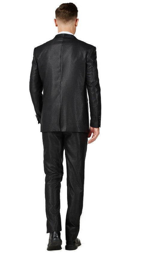 Mens Shiny Black Single Breased Shawl Lapel Tuxedo Slim Fit