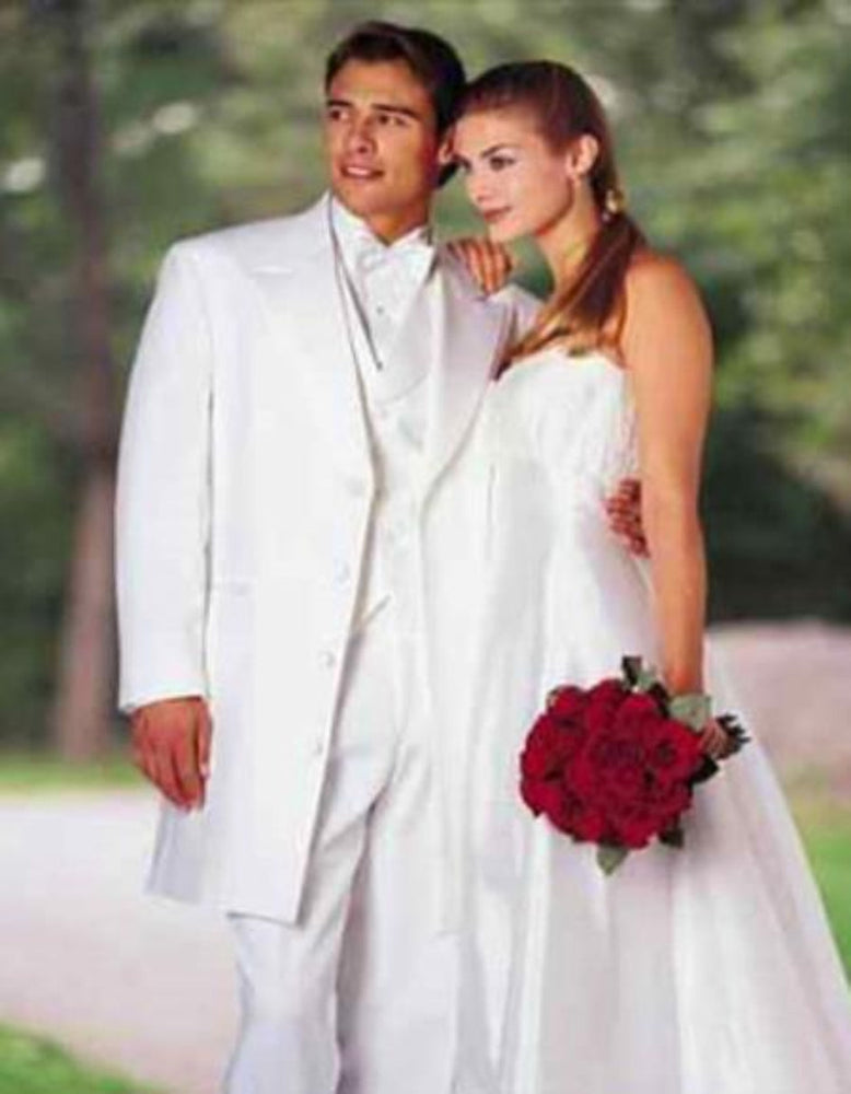 Classic Modern Longer 36 Inch White Zoot Tuxedo For Men