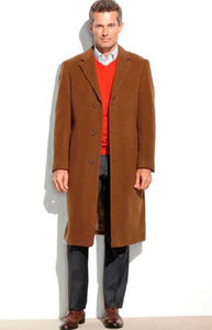 Camel Men's Dress Coat Full Length Overcoat ~ Long Men's Dress Topcoat - Winter Coat (Cashmere Touch (Not Cashmere))