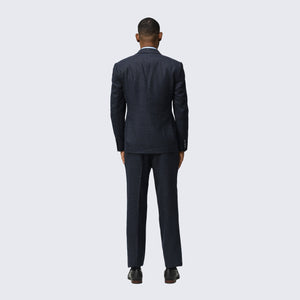 Navy Blue Tweed Suit Three Piece Set - Wedding - Prom